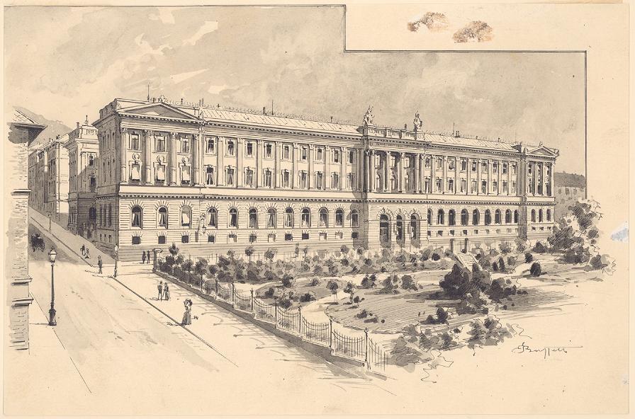 Justizgebäude Stuttgart 1879 - Grafik: Württ. Landesbibliothek